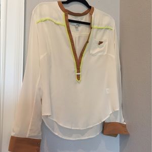 Silk blouse with yellow detail. Like new condition