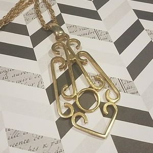 Vintage Gold Colored Pendant and Chain