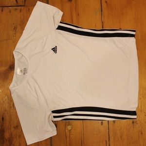 adidas white and black stripped shirt