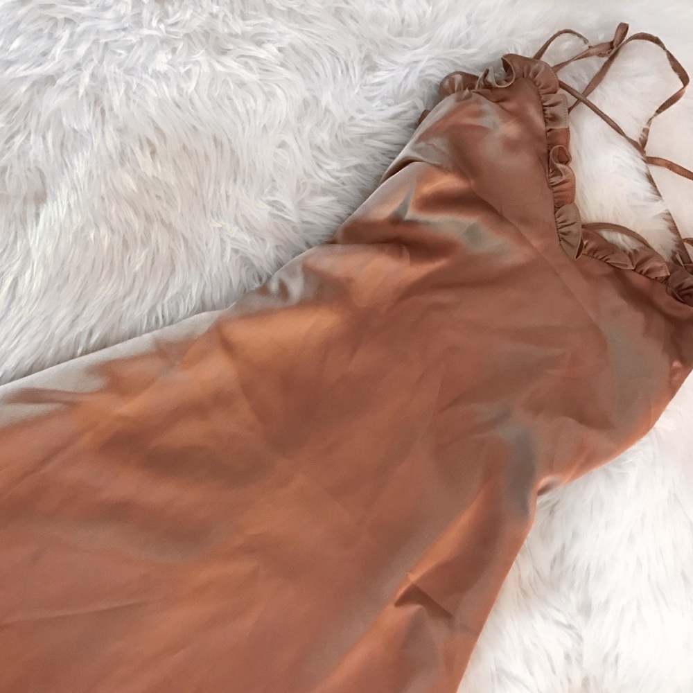Champagne Ruffle Slip Dress