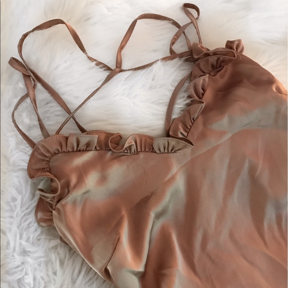 Champagne Ruffle Slip Dress - Picture 2 of 4