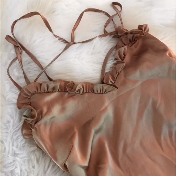 Champagne Ruffle Slip Dress - Picture 2 of 4