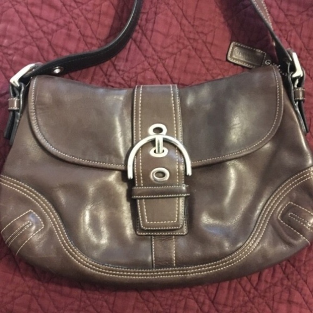 Coach brown leather hobo
