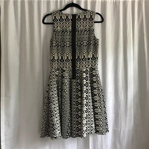 Cynthia Rowley black & cream Fit and Flare dress