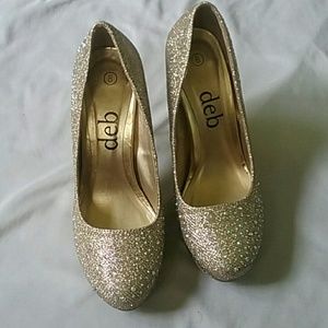 Gold Pearlized Glitter Heels
