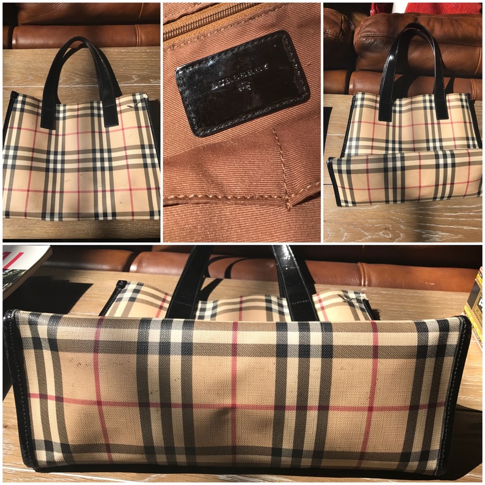 Burberry Nova Check Shoulder Bag Patent Trim