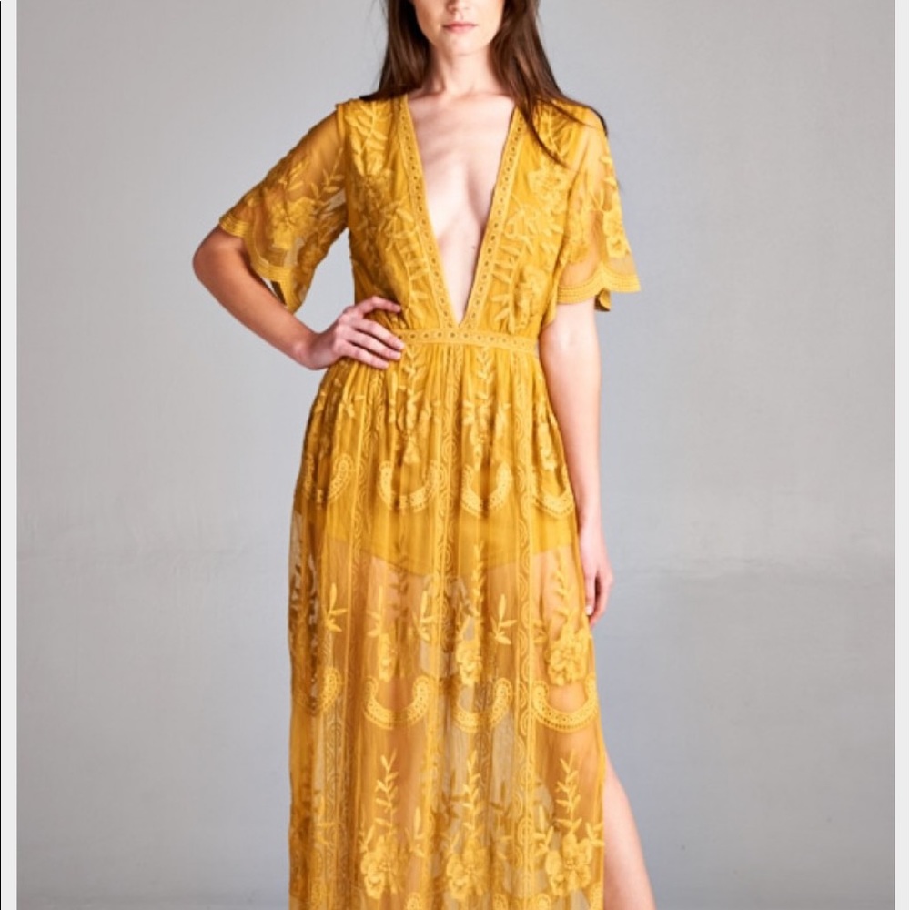 Honey Punch lace maxi dress