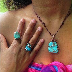 Turquoise ring and Amulet set!