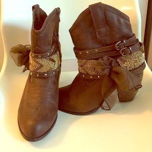 Not Rated Brown Embellished Ankle Boots