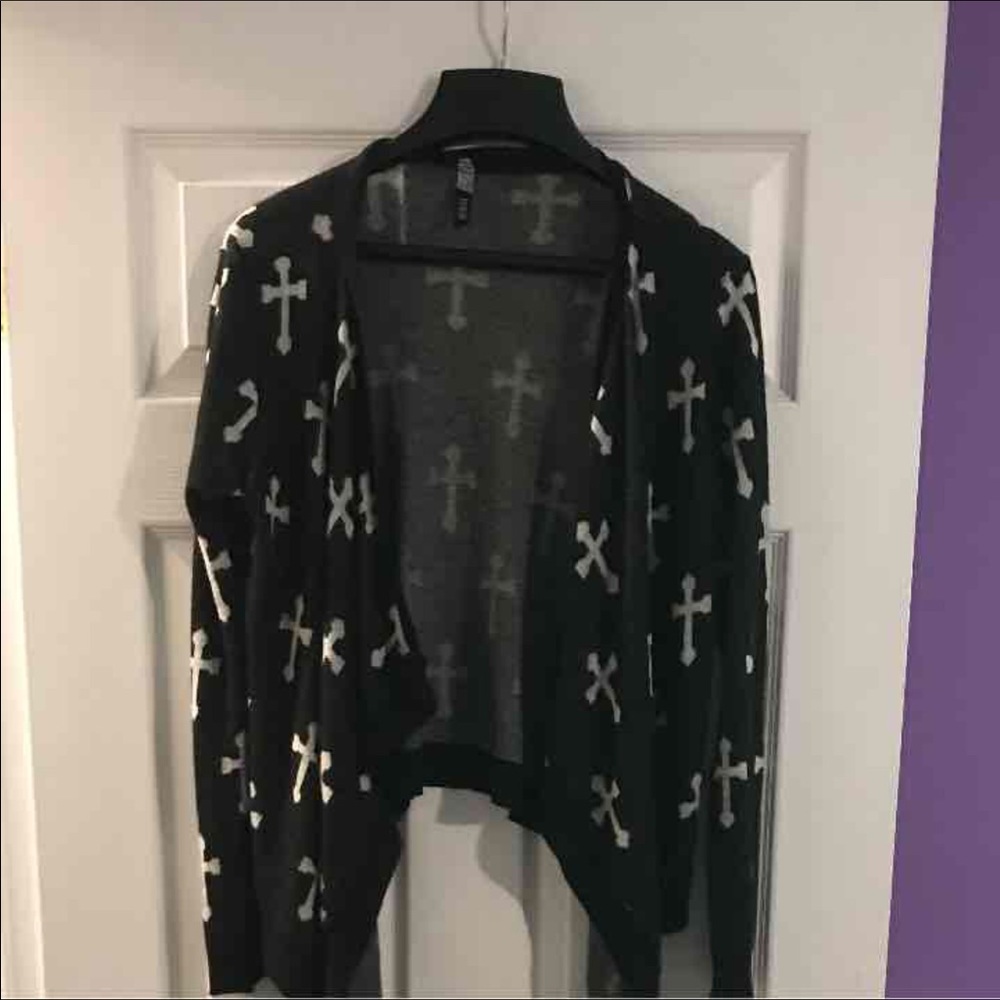 Cross cardigan rockabilly punk goth