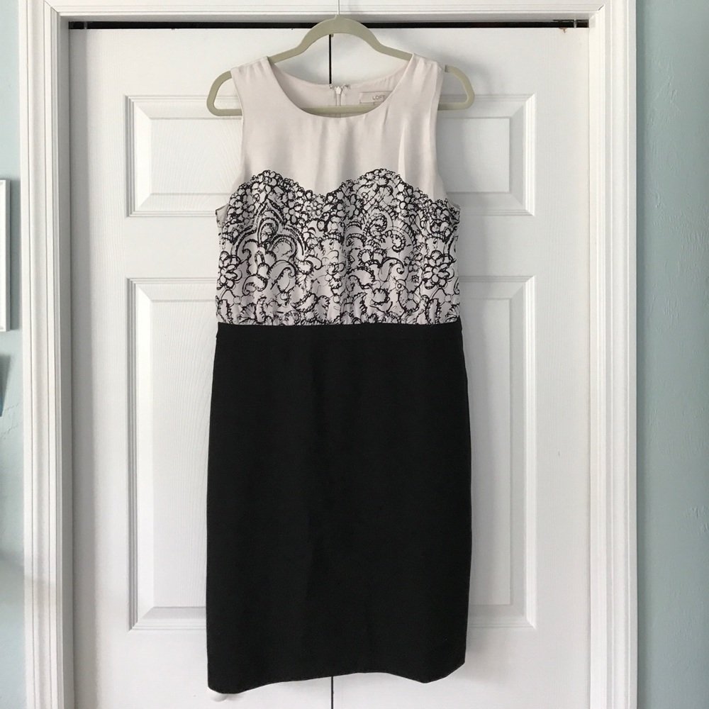 LOFT Black and white cocktail dress.