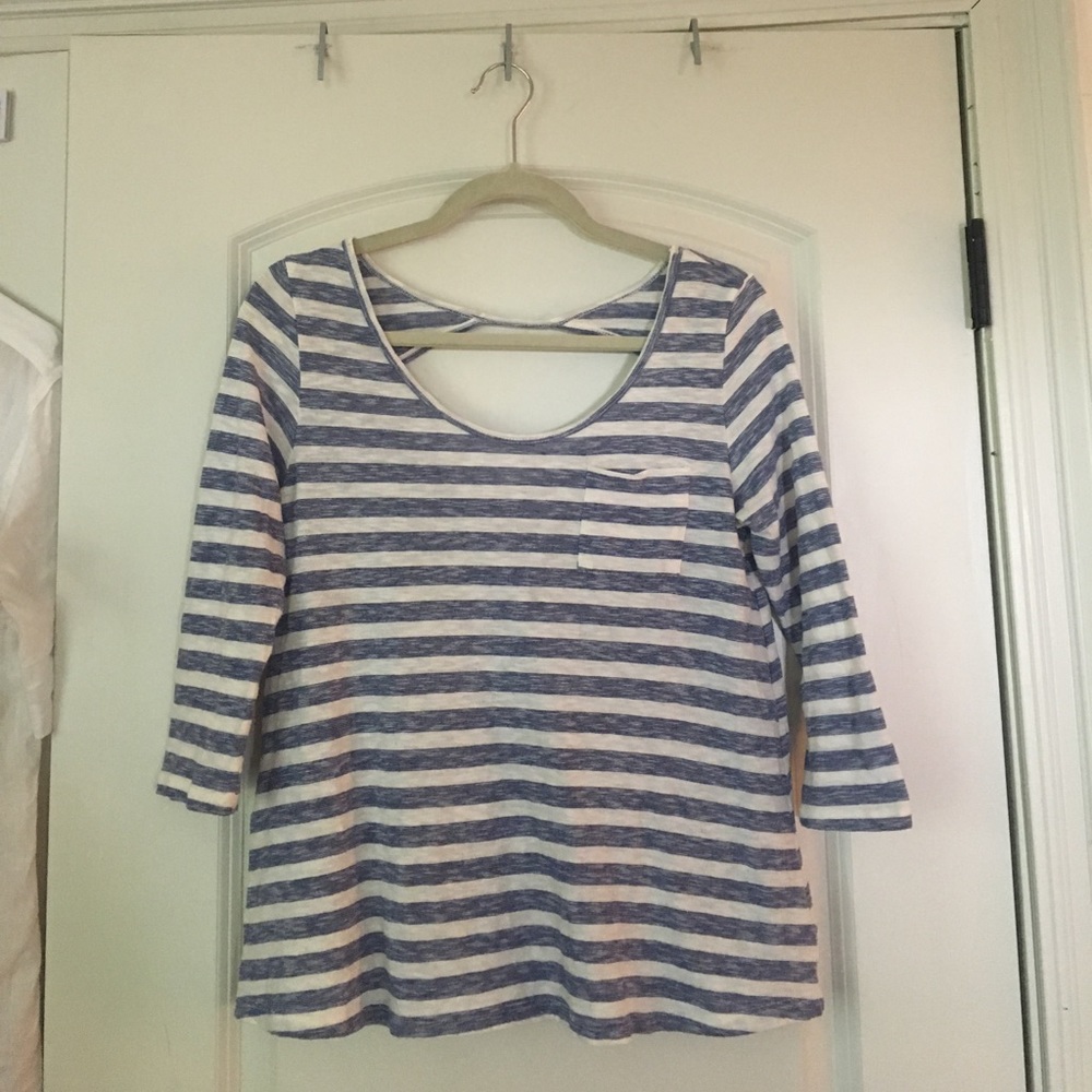 anthropologie open back striped top