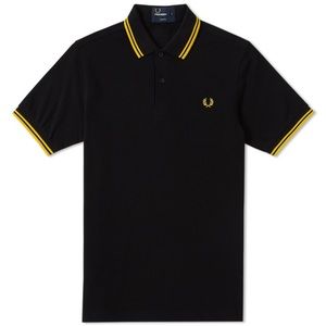FRED PERRY Slim Fit Tipped Polo - Black & Yellow