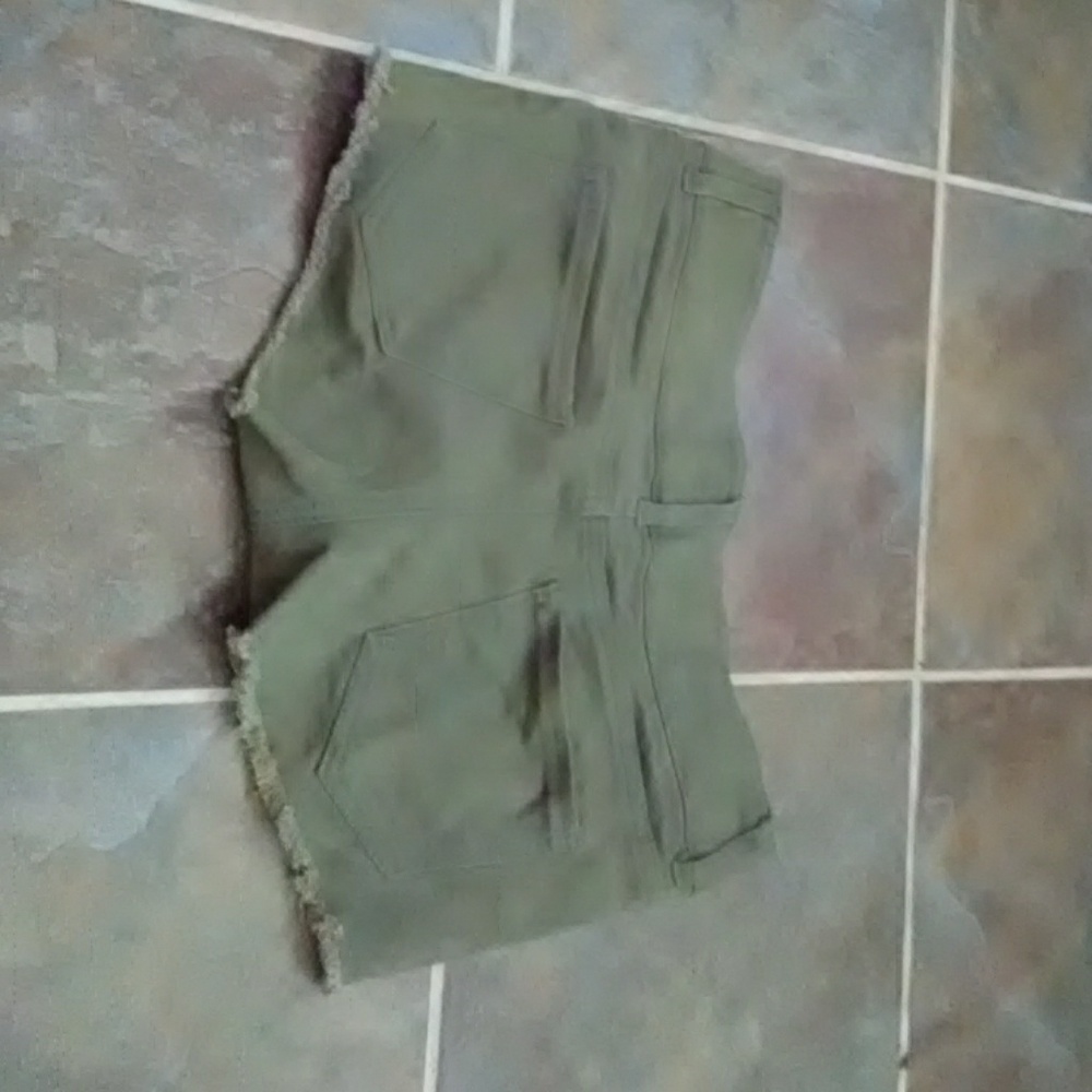 Olive green mini shorts