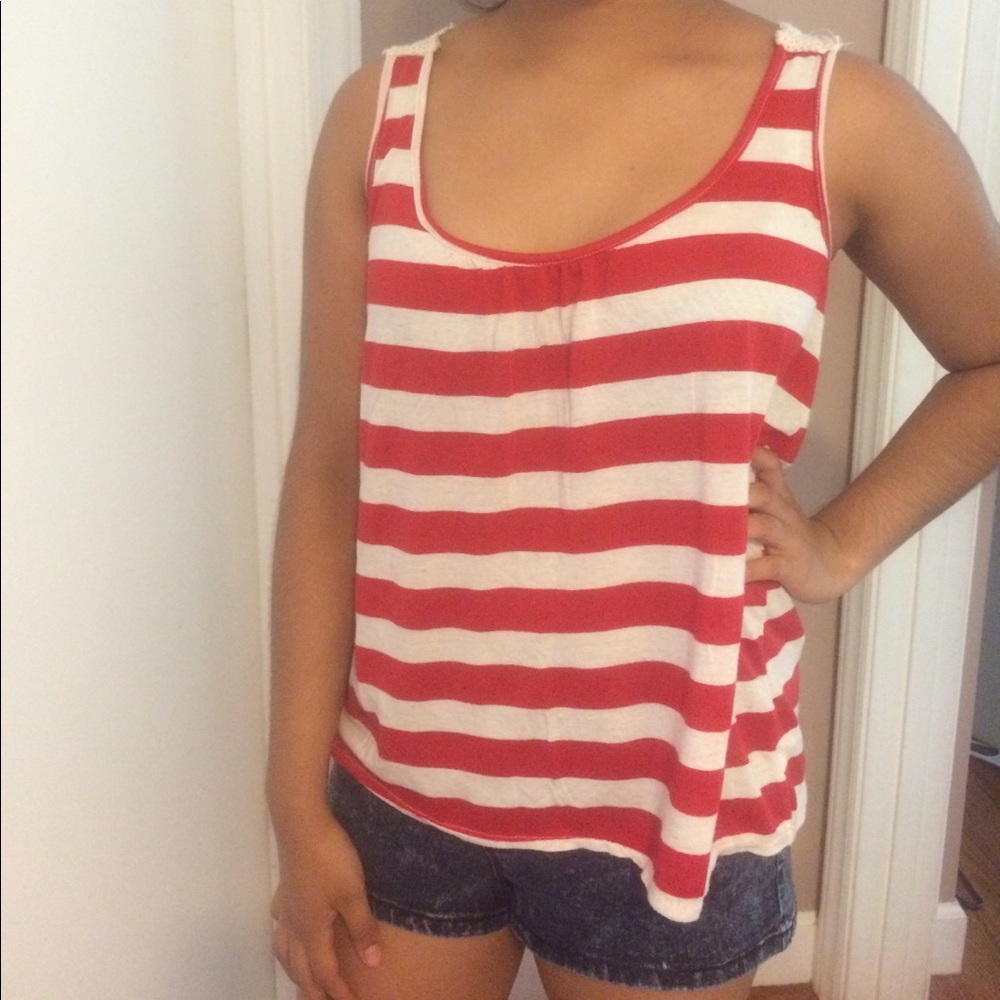 Living doll red and white tank top