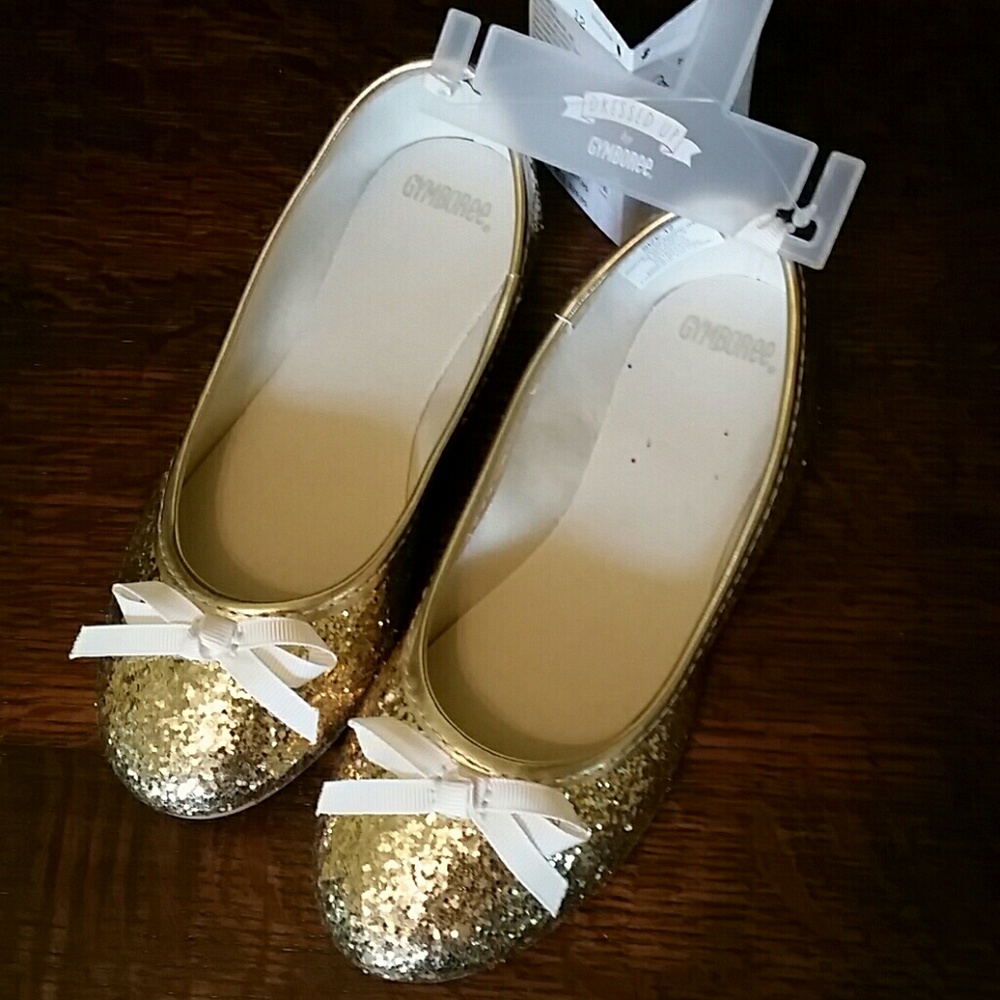 NWT Girls Gymboree Sparkle Gold Shoes Size 12