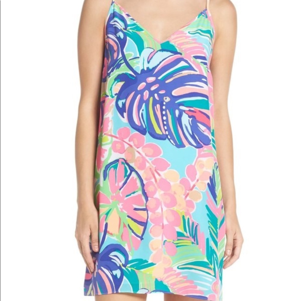 Lela silk dress in exotic garden