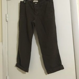 Hollister dark brown linen copped pants