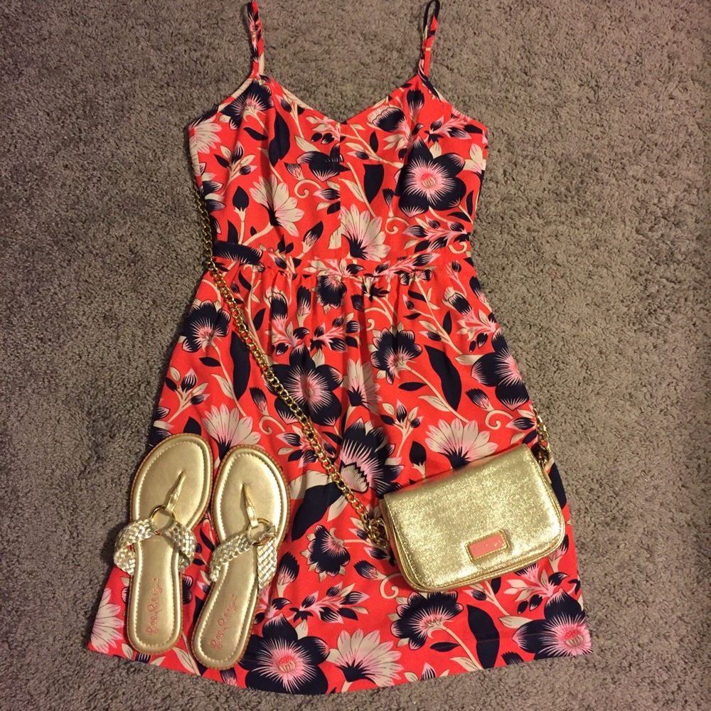 J. Crew red white blue floral sundress XXS