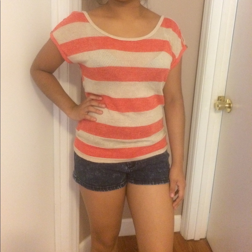 Orange and cream shirt