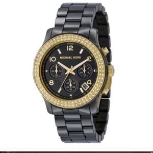 Michael Kors Ceramic Black Watch With Crystals
