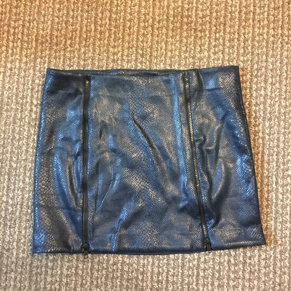 blue snake skin mini skirt