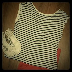Victoria Secret Moda nautical striped V-back tee