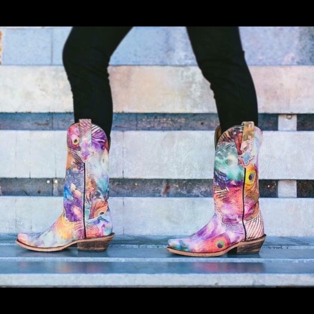 Peacock cowboy boots