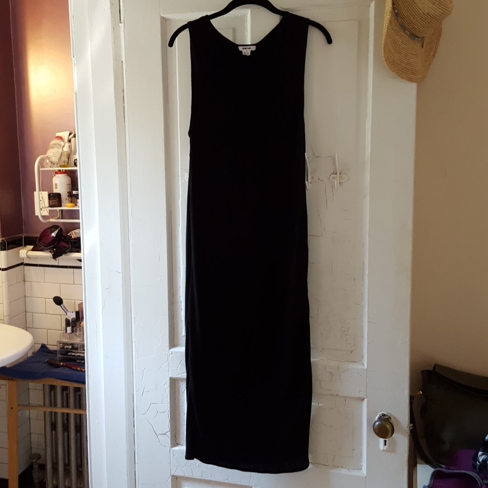 Helmut Lang black viscose sheath midi dress