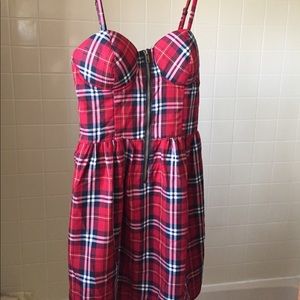 NWOT Plaid red, white & blue mini dress Hot Topic
