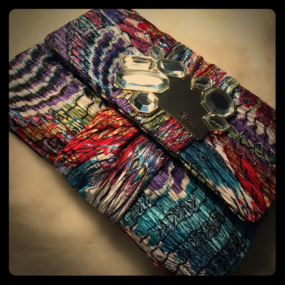 Guess Marciano Mirror Multicolored Fabric Clutch
