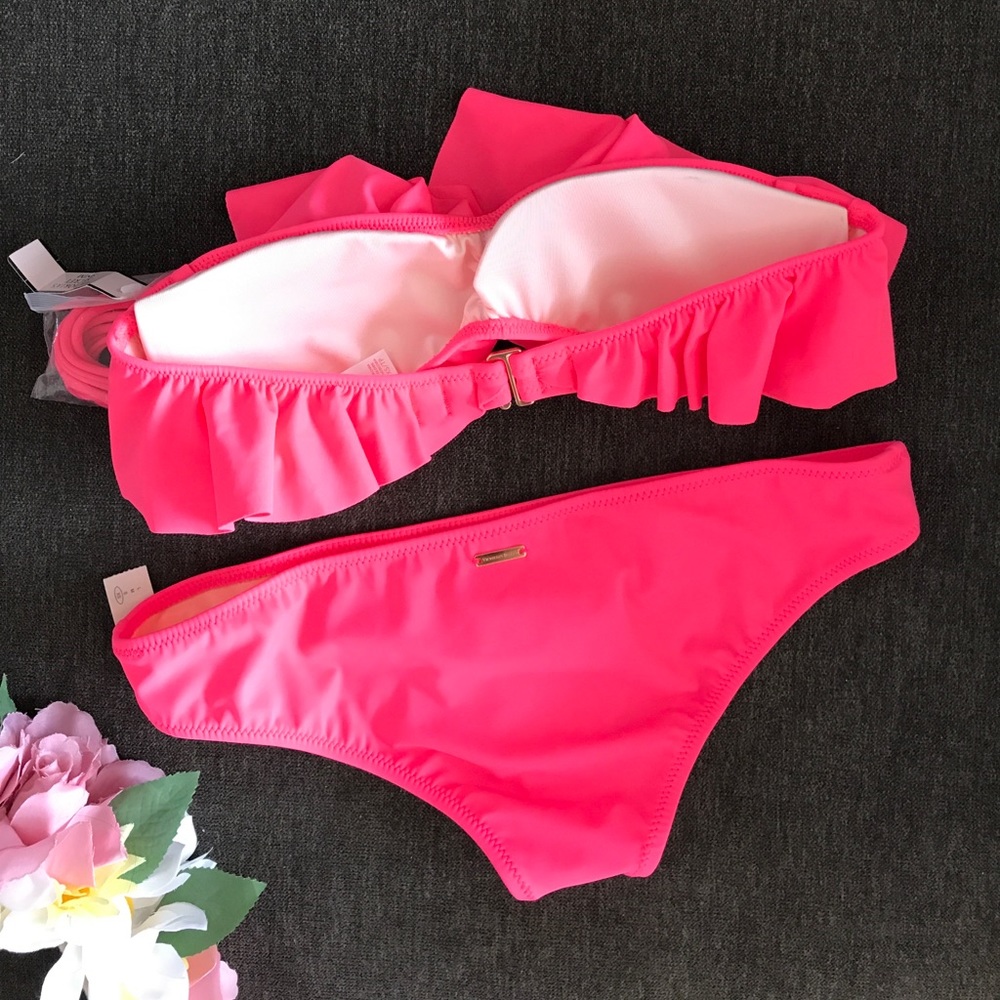 Victoria secret ruffle bandeau cheeky swim set XS - Picture 2 of 3