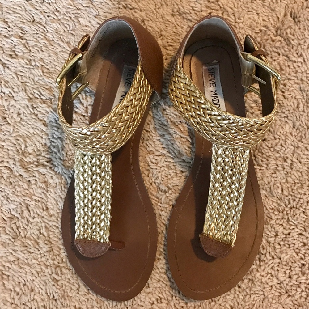 Steve Madden Brown and Gold Sandals