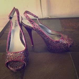 Rainbow sparkly heels