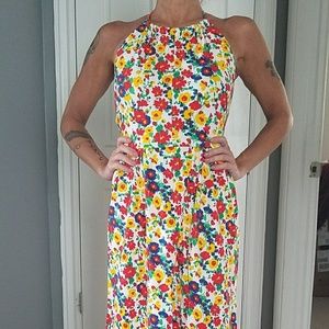 Vintage Floral Halter Maxi Dress