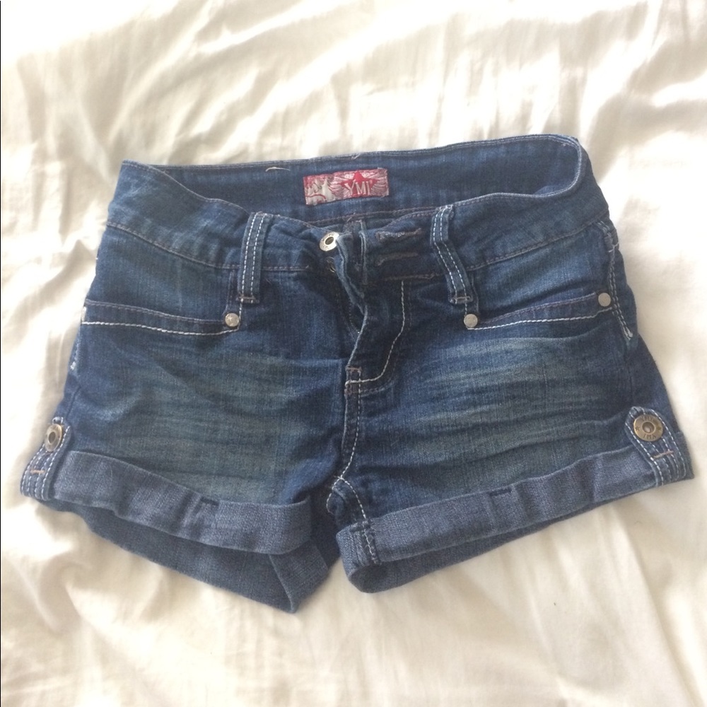 Dark wash denim shorts