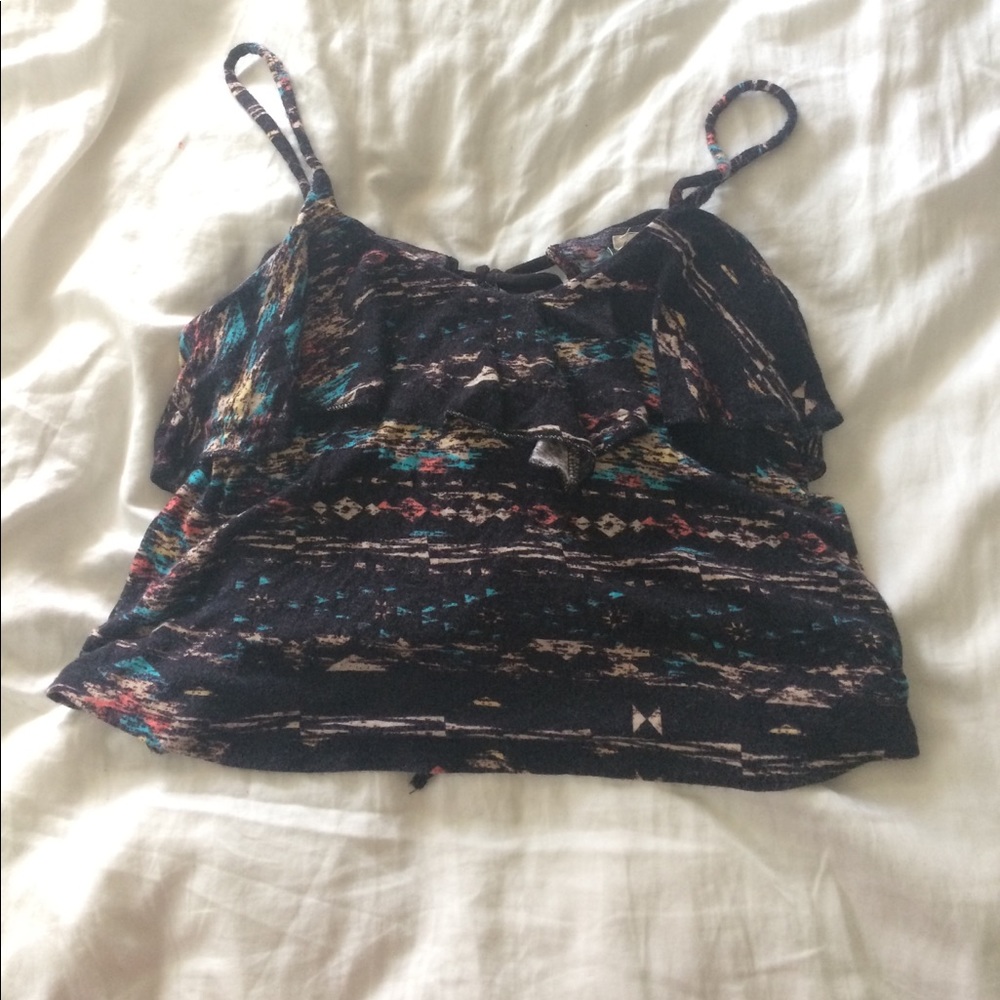 Multicolor tribal print crop top