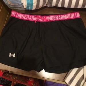 Black pink under armour running shorts size L
