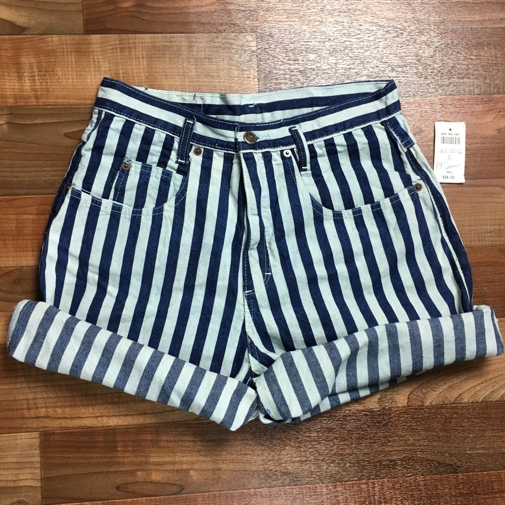 Vintage 90’s High Waist Striped Shorts Grunge New