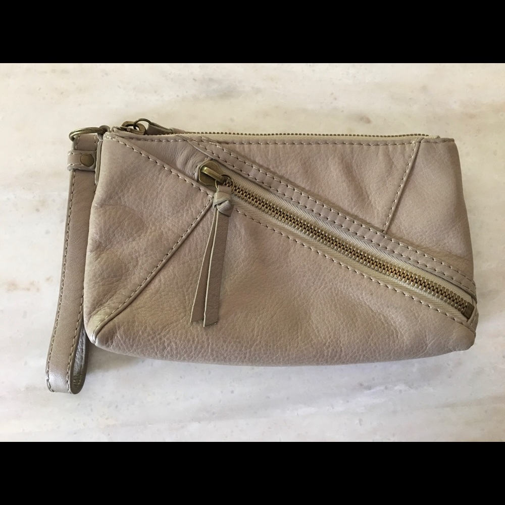 Hobo Brand Neutral Tone Leather Wristlet