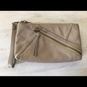 Hobo Brand Neutral Tone Leather Wristlet