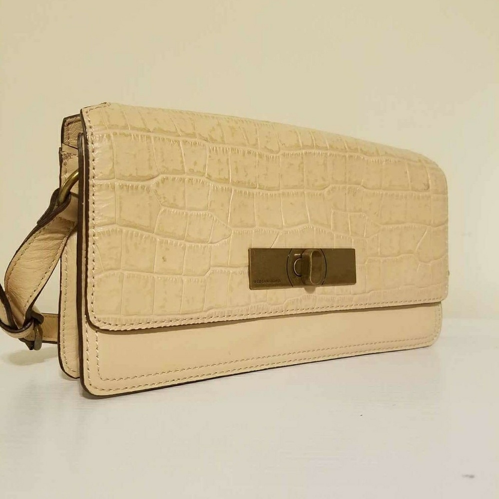 Tan Croc Printed BCBG Clutch