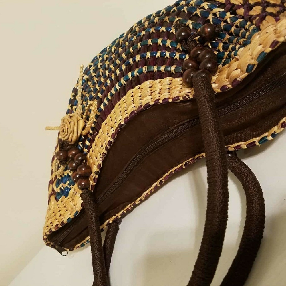 Multi Colored Unique Straw Hobo Bag