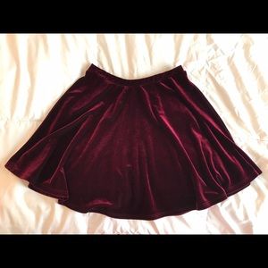 Burgundy Velvet Skater Skirt