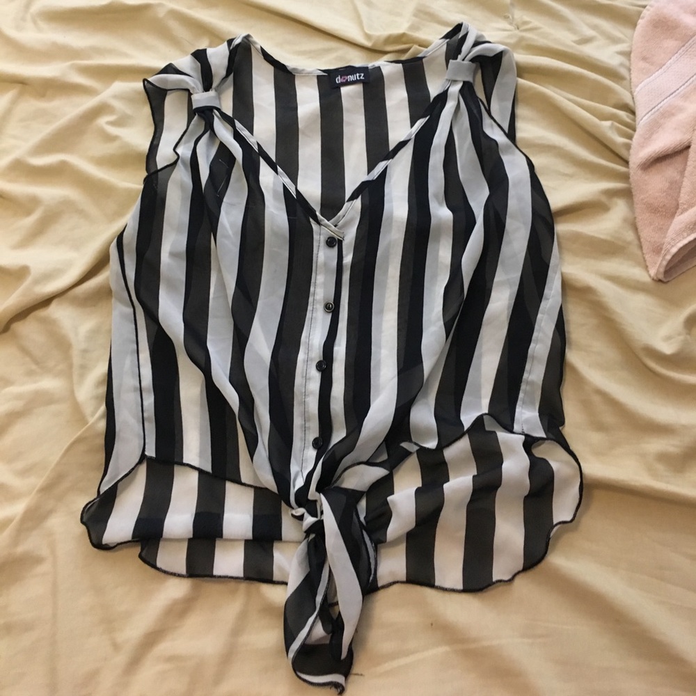 black and White striped tank