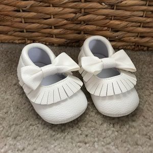 White Mary Jane crib shoes