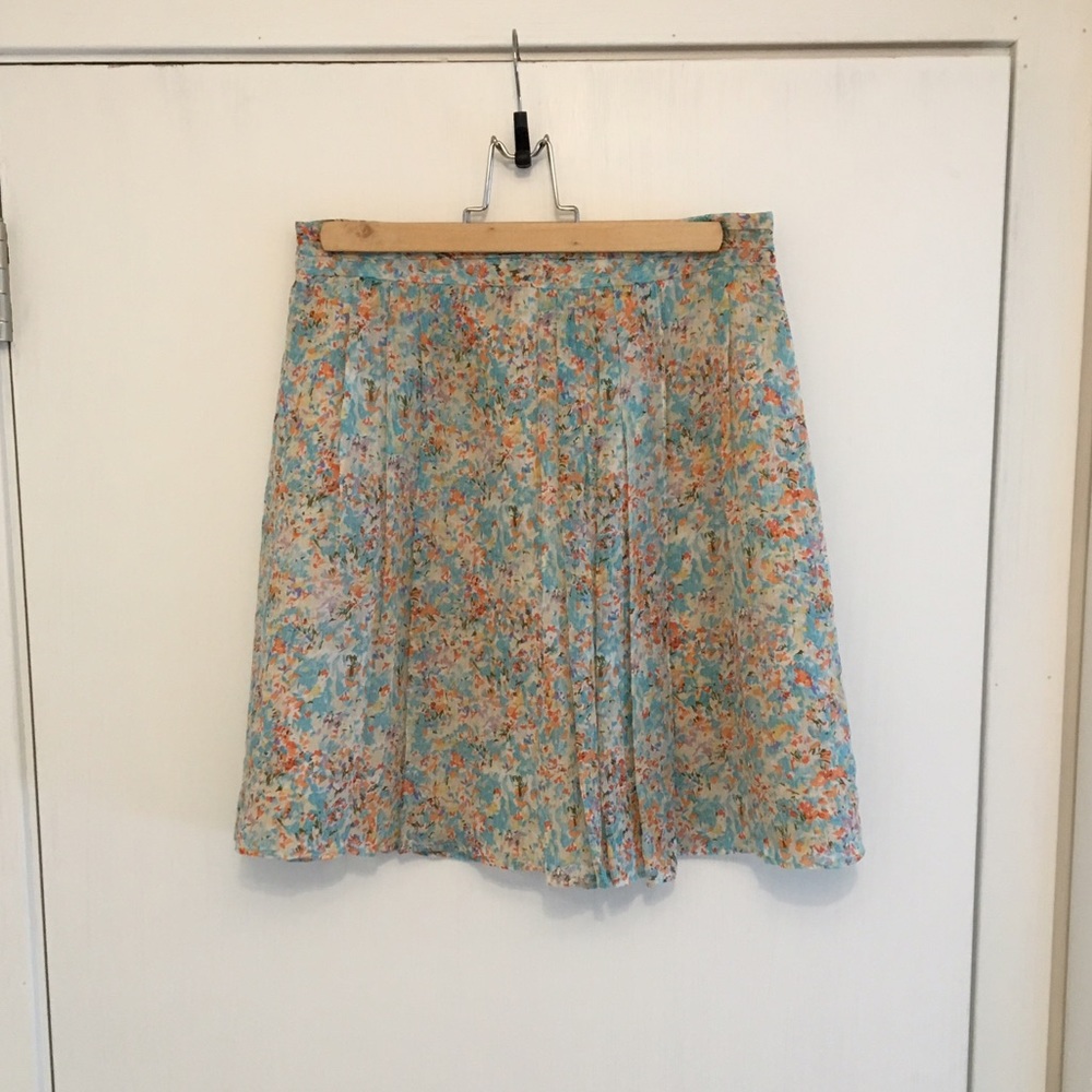 JCrew Pleated Watercolor Mini Skirt