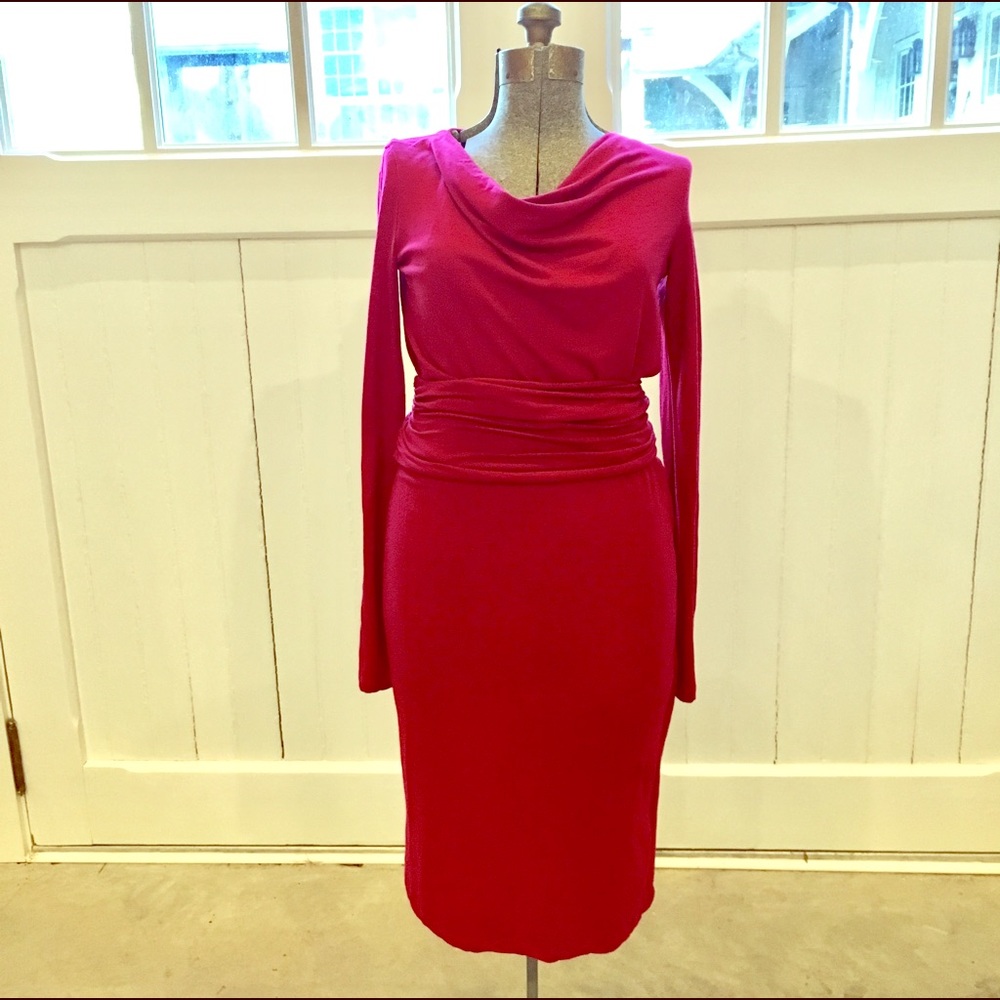 SALE!! Max Mara Red Wrappeffect Stretch Wool Dress