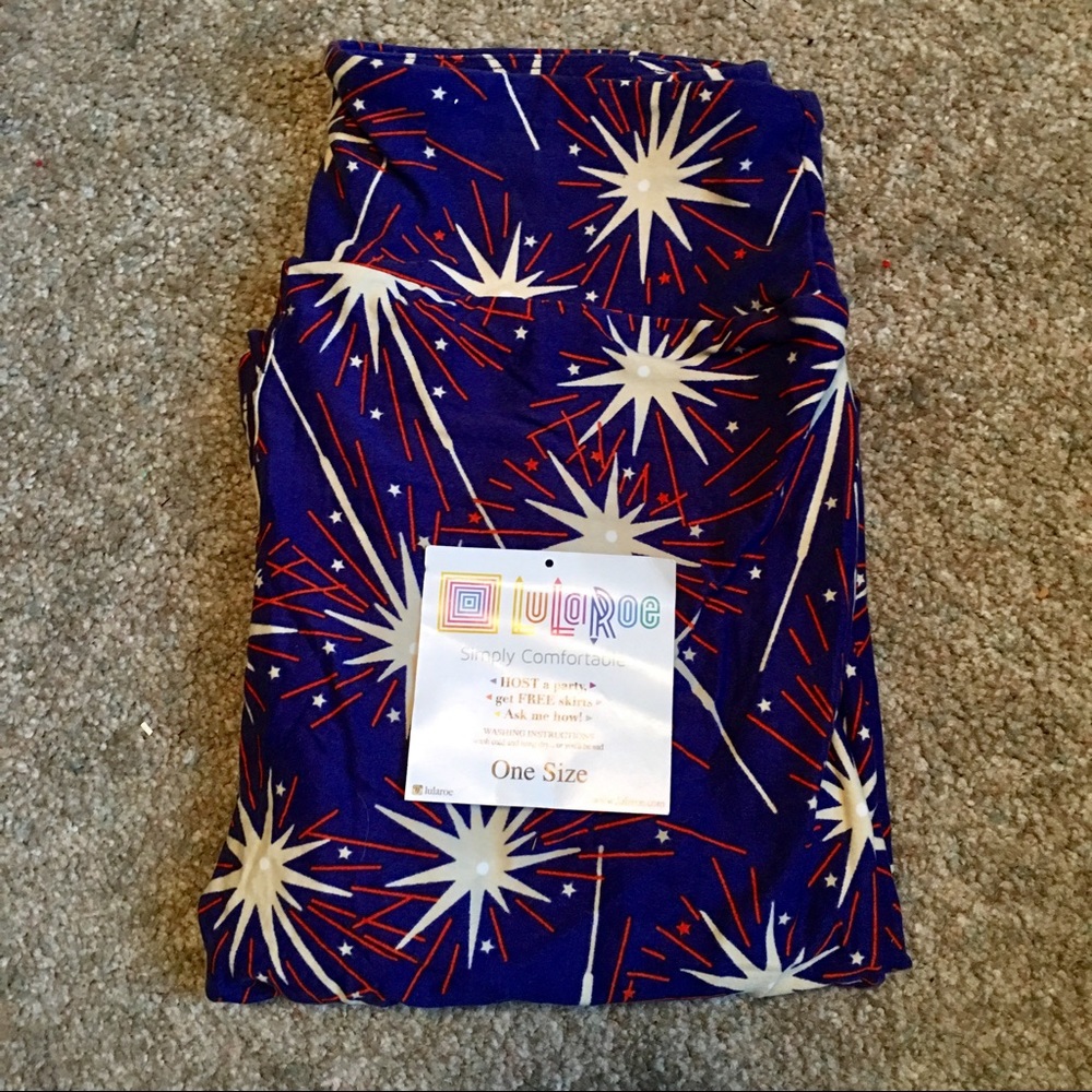 NWT Lularoe OS Leggings fireworks Americana
