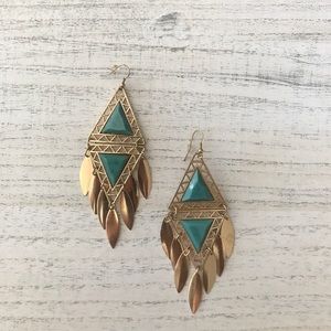 BEBE Turquoise and Gold Earrings